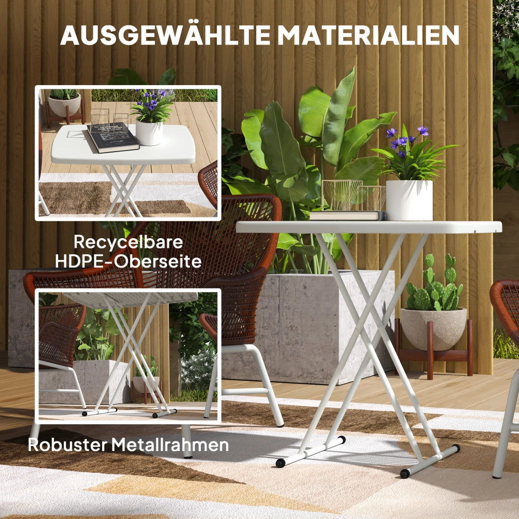 Tavolino da Caff¨¨ Pieghevole Regolabile in Altezza ¨C MINIMAL ¨C Plastica Bianco 76x50x74 cm