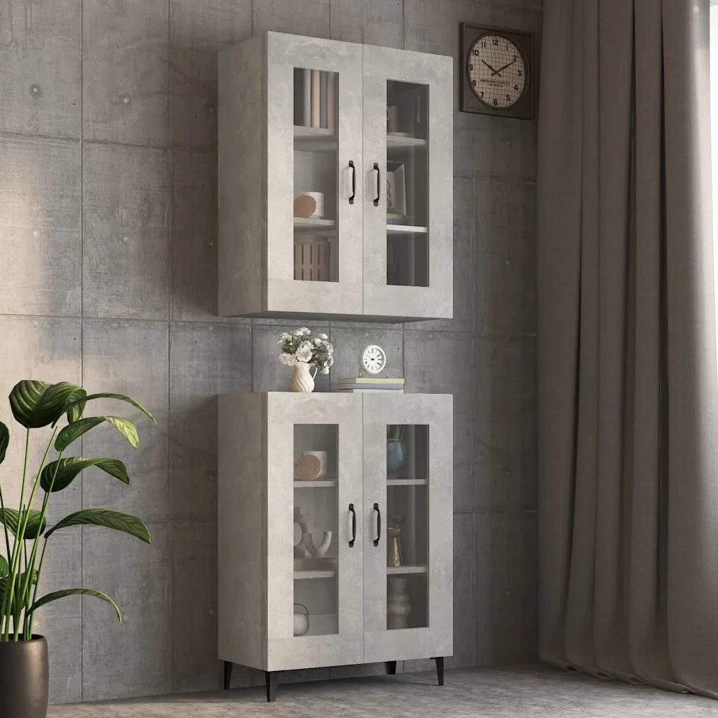 Armadietto Pensile a Parete Grigio Cemento 69,5x34x90 cm CFW5802847