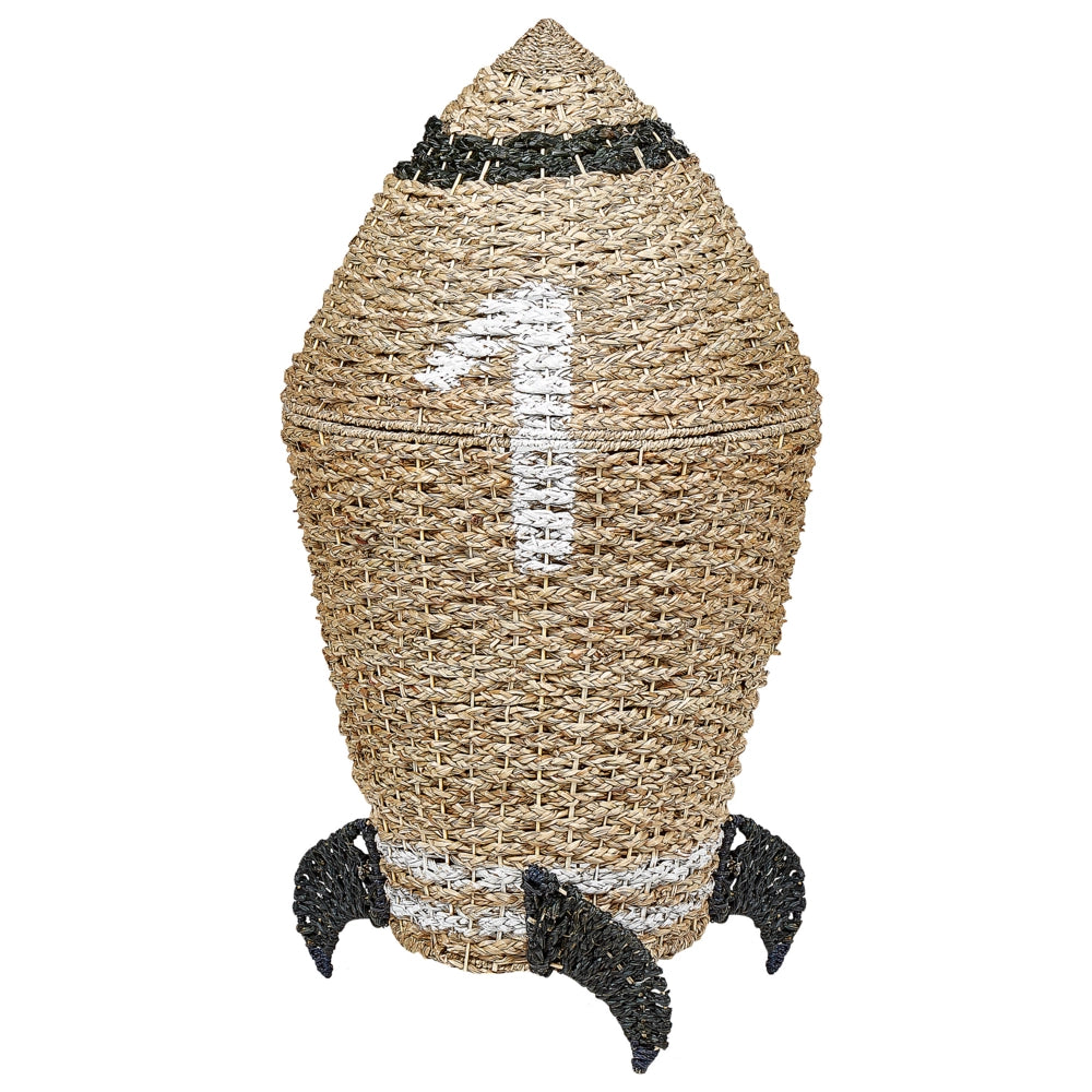 Cestino in vimini Razzo Cesto di giocattoli intrecciato in seagrass naturale Accessorio per la camera dei bambini