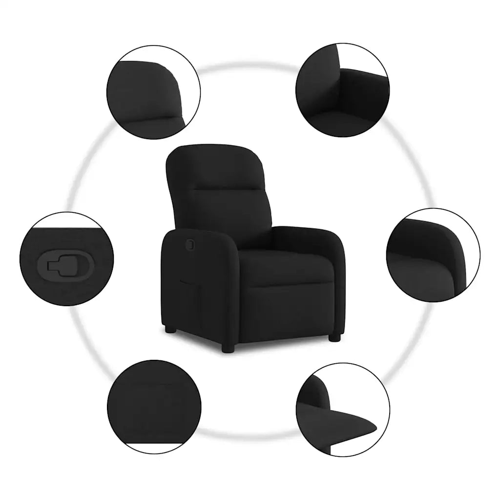 Divano Sedia-Poltrona Reclinabile in Tessuto Nero 259977