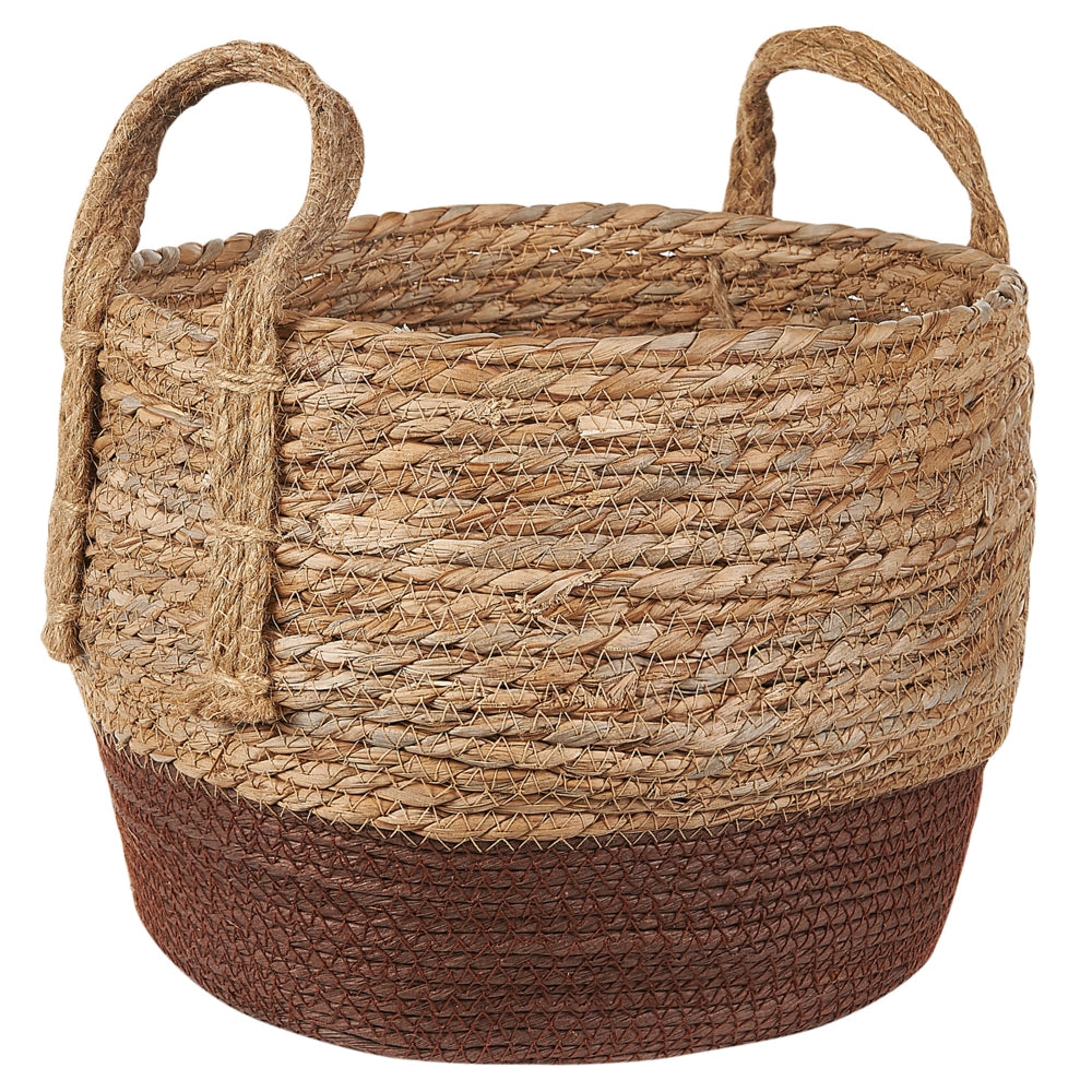 Set di 2 cesti per vasi da fiori in fibra marina naturale di colore beige e marrone stile boho rustico