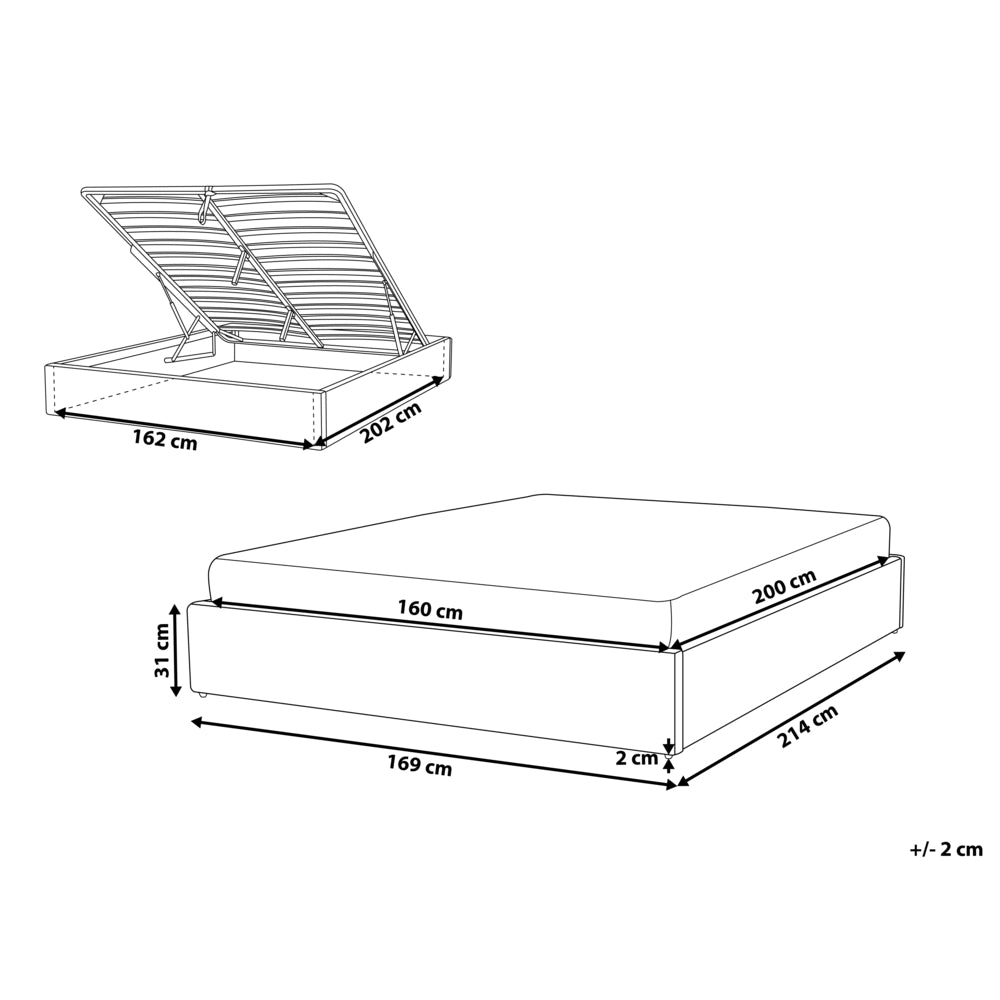 Letto matrimoniale con contenitore in tessuto bouclè verde sporco 160 x 200 cm stile moderno