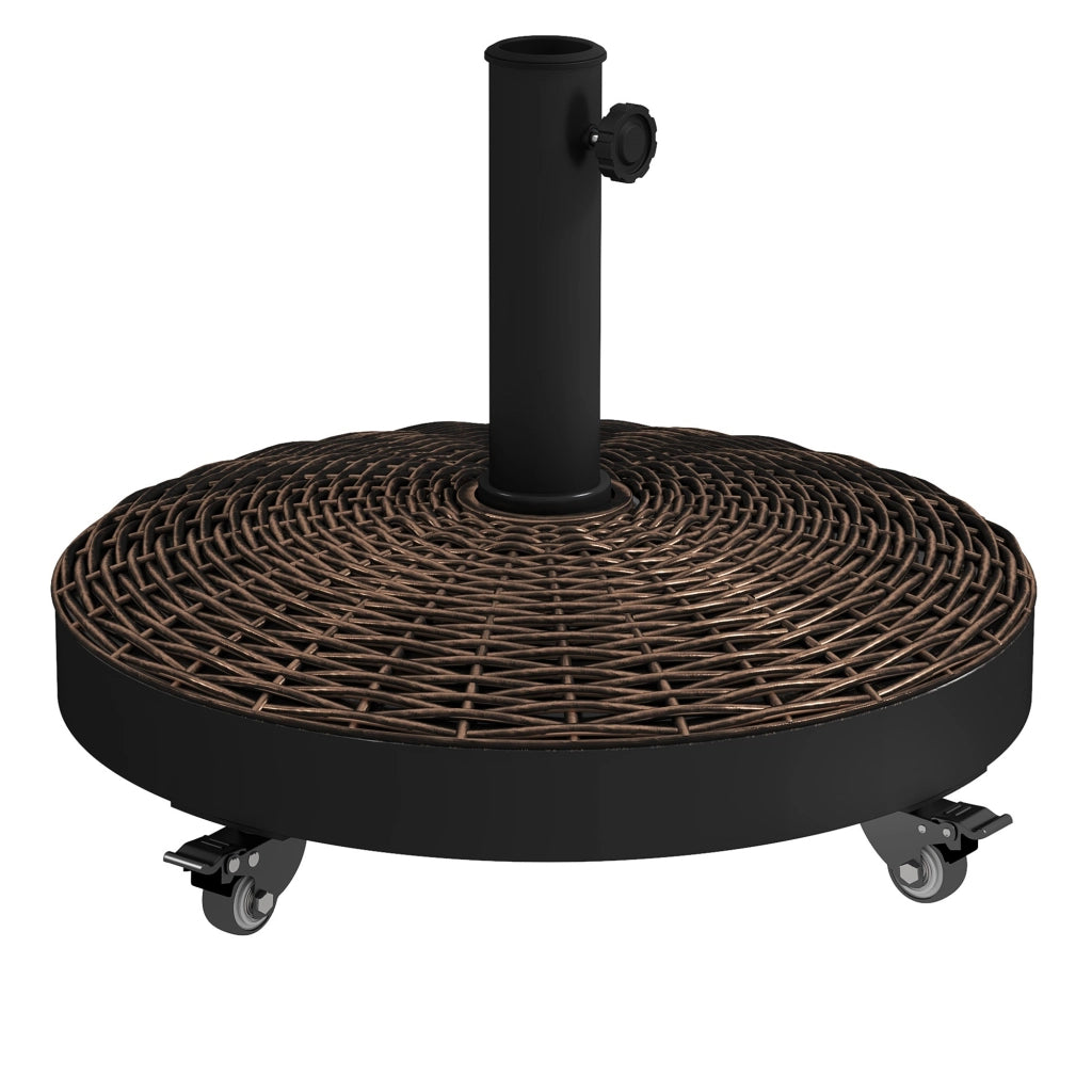 Base per Ombrellone da Giardino Rotonda con Ruote ¨C Zephmum ¨C Acciaio e Resina, Bronzo e Nero, ?52x41 cm