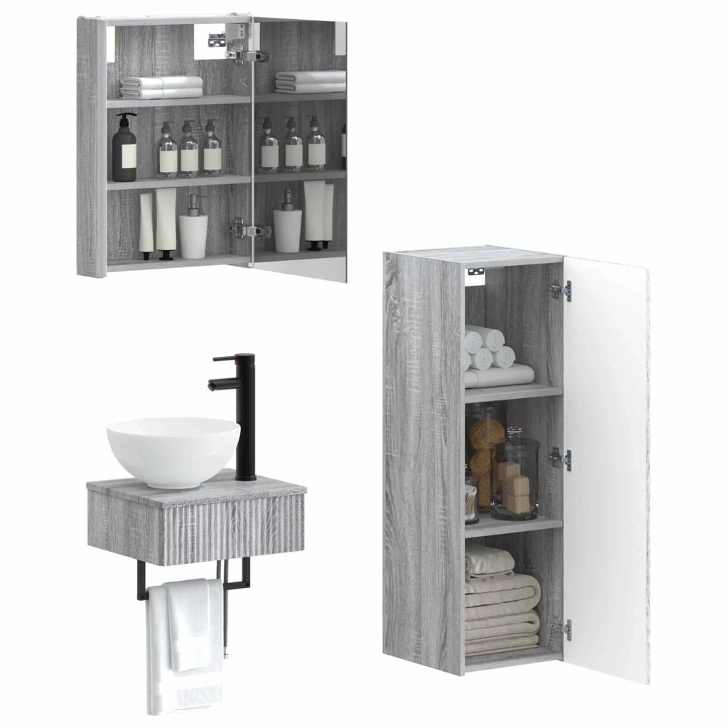 Set di Armadi da Bagno 4 pcs Sonoma grigio 43 x 11,5 x 60,5 cm 3407380
