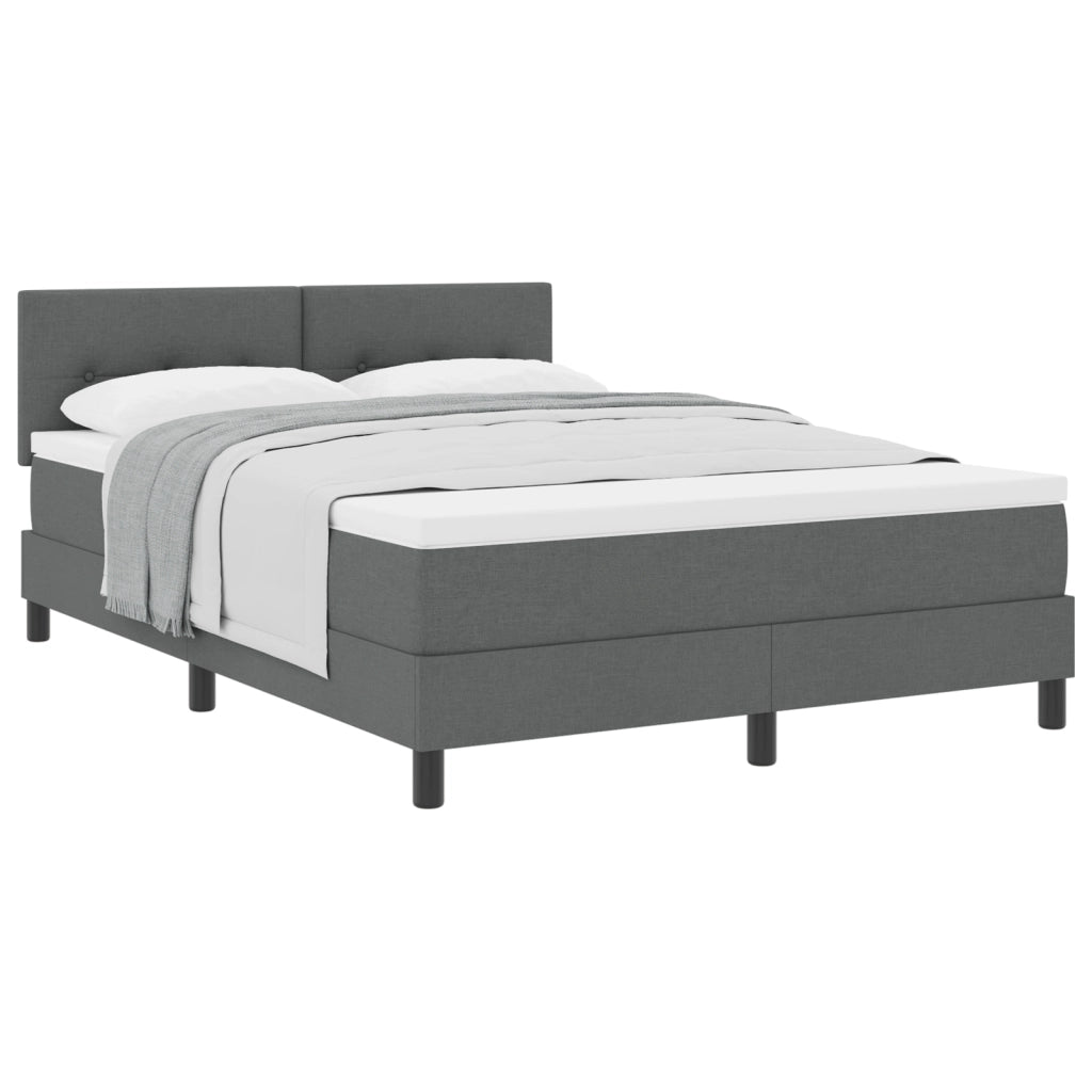Letto con rete a molle e materasso grigio scuro 140x190 cm in tessuto
