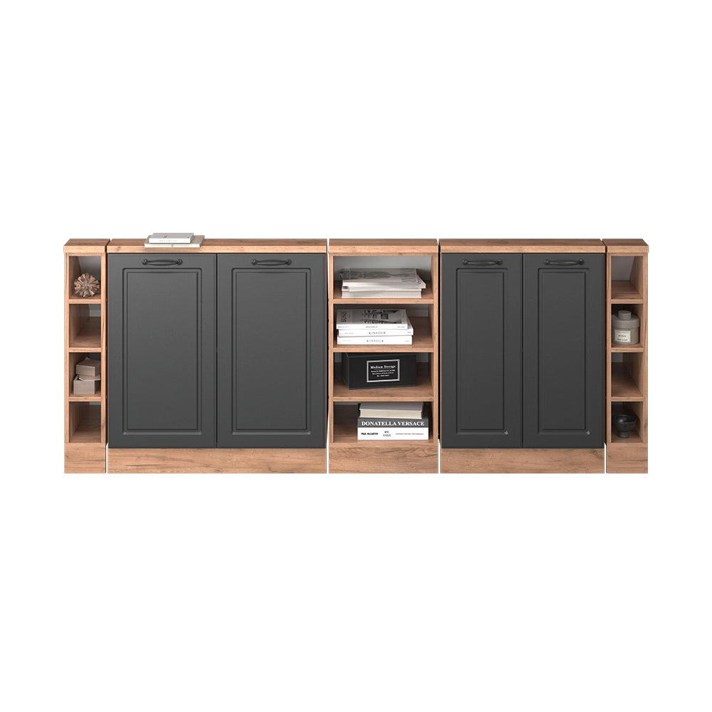 Set di mobili sottotetto Rion Antracite rustico/Rovere dorato Set di 5 Vicco