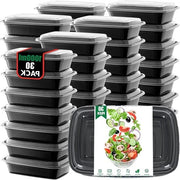 Set di 30 Contenitori per la preparazione delle pasti riutilizzabili con coperchio, 1000 ml, BPA-free, per pranzo, congelatore e forno a microonde, ideale per la conservazione degli alimenti