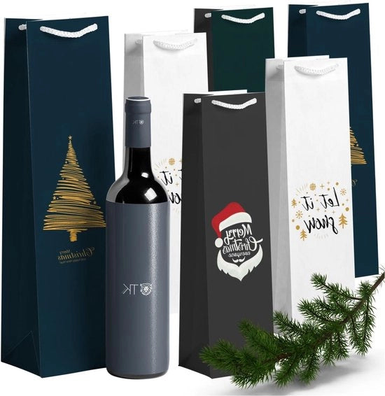 Borse XXL per bottiglie di vino, sacchi di vino e sacchetti di bottiglia per regali di vino, 12 pezzi