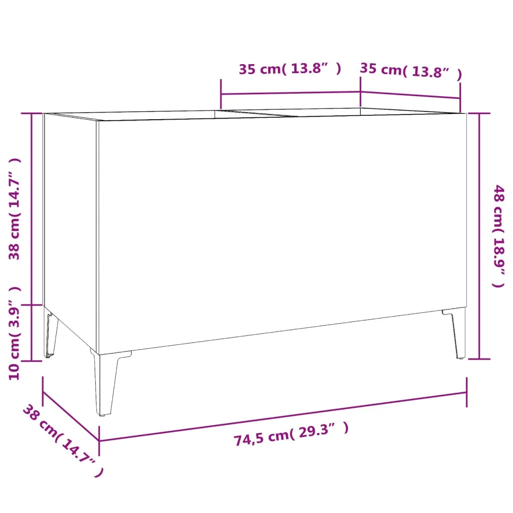 Mobile Porta Dischi Bianco Lucido 74,5x38x48 Legno Multistrato 831967