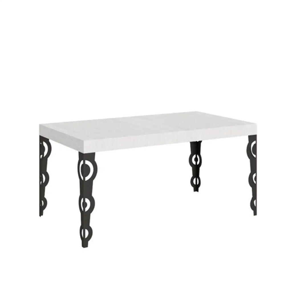 Tavolo allungabile 160/420x90 cm Karamay colore bianco frassino gambe antracite
