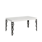 Tavolo allungabile 160/420x90 cm Karamay colore bianco frassino gambe antracite