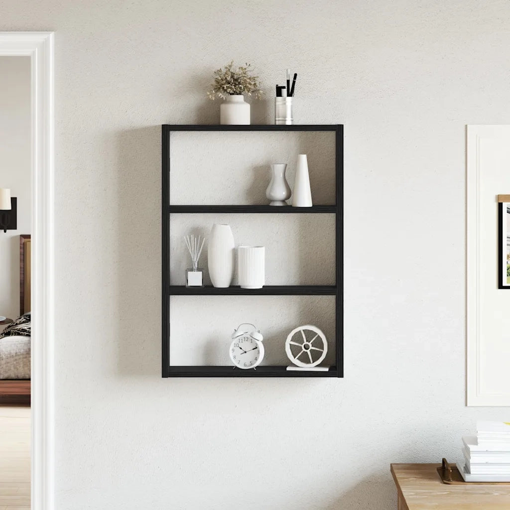 Scaffale a Parete Nero 43x9x60 cm in Legno Multistrato 860050