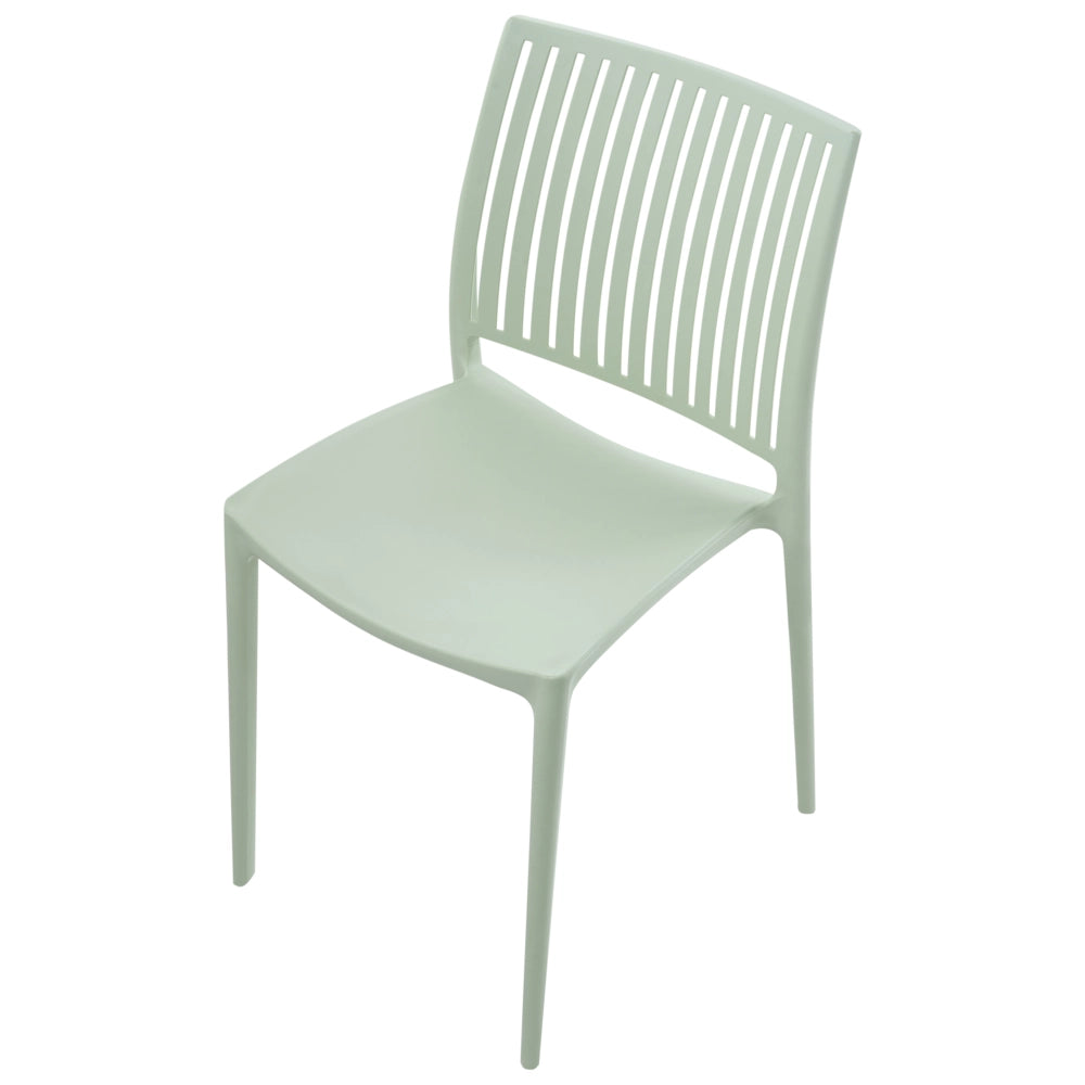 Set di 4 sedie da giardino in plastica sintetica, sedute da esterno impilabili color verde chiaro