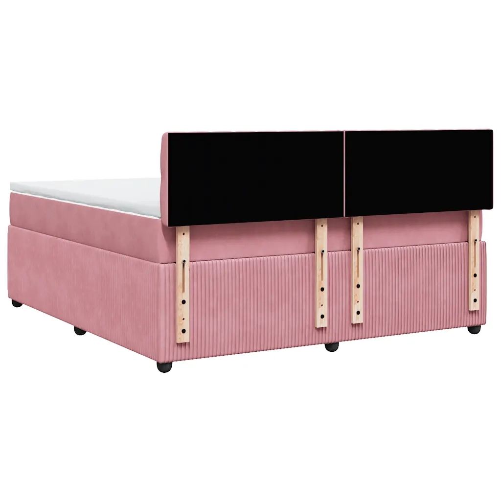 Giroletto a Molle con Materasso Rosa 180x200 cm in Velluto 3290117