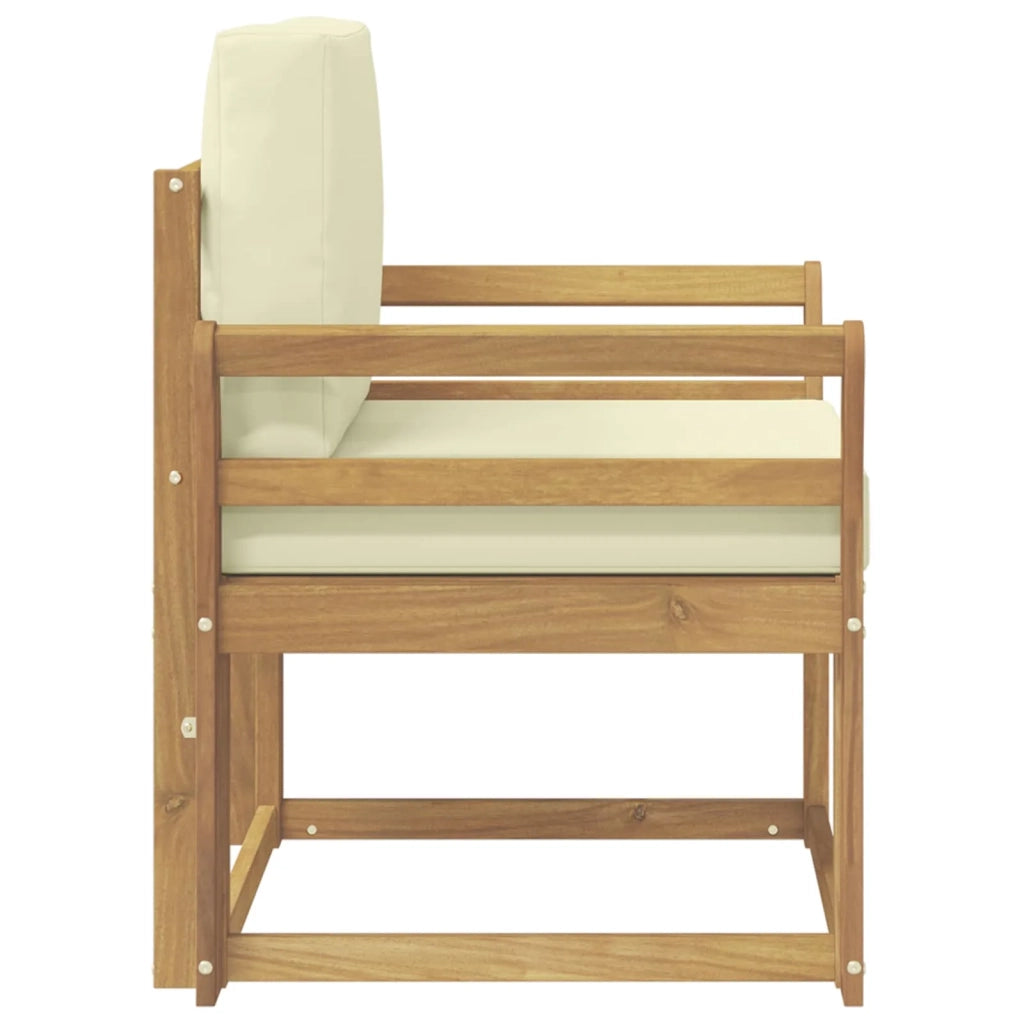2 Pezzo Set di divani da esterno Poliestere Bianco e Crema