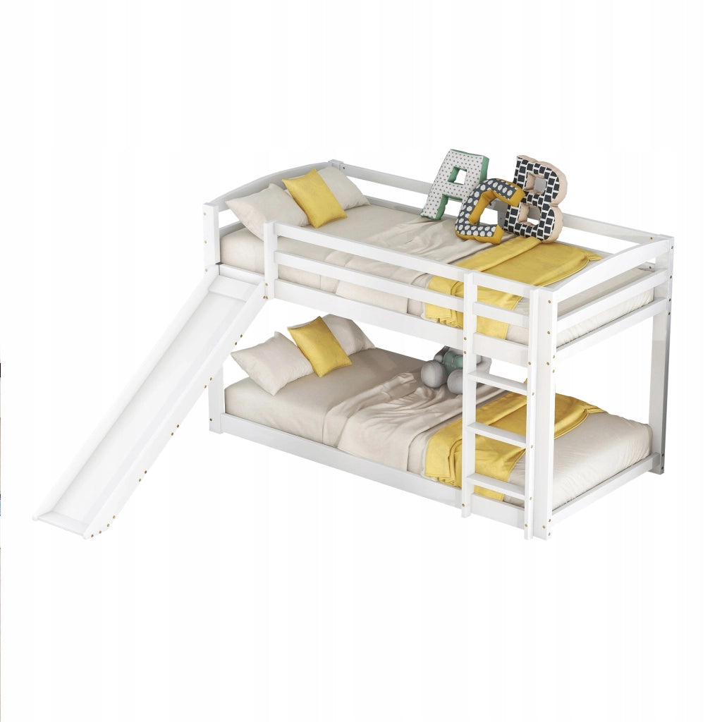 Letto a castello 90x200 - Xylo - Bianco con scivolo senza materasso