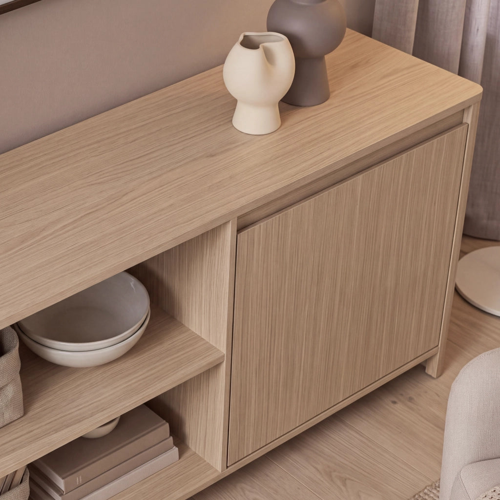 Mobile Porta TV Takranmaa a 2 Ante e Vani Aperti 150x40x50 cm - Effetto Rovere [en.casa]