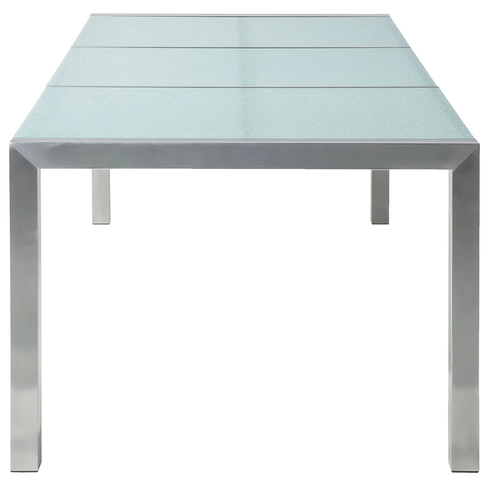 Tavolo da giardino Piano in vetro incrinato 220 x 100 cm Struttura in acciaio a 8 posti