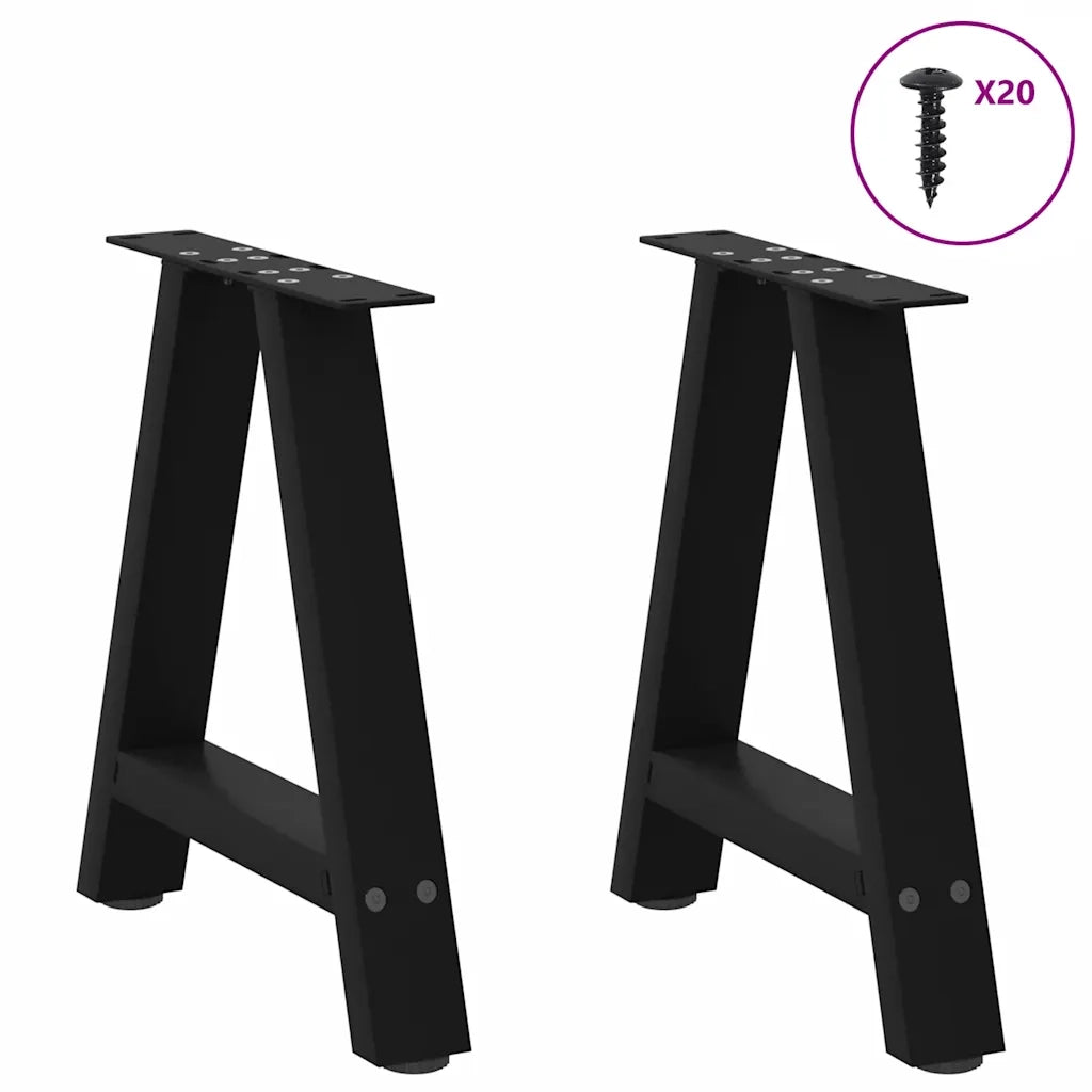 Gambe per Tavolino da Caff¨¨ a Forma di A 2 pz-Set di 2 Gamba per Tavolo Nere 50x(42-43) cm Acciaio