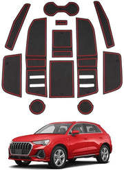 Accessori per Audi Q3 F3 MK2 / Sportback 2019-2025 - mattoncini di gomma per console centrale con supporto per bicchieri e contenitore antiscivolo per Audi Q3 accessori rosso