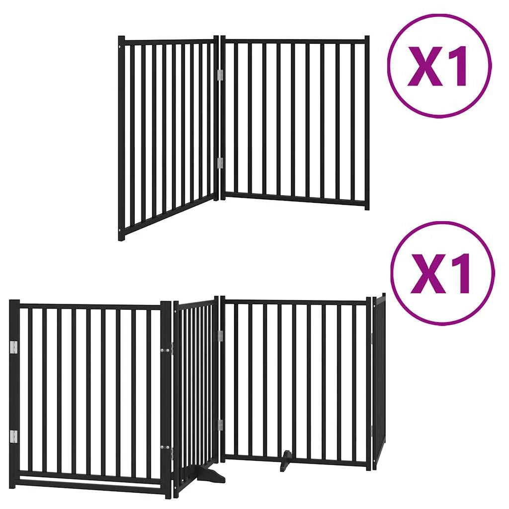 Cancelletto di sicurezza per animali domestici porta pieghevole 6 pannelli legno di pioppo nero 02_0023226