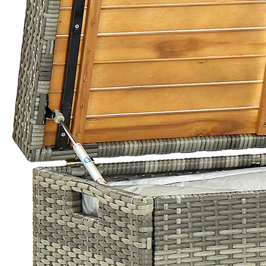 Panchina da Giardino | Panca da Giardino con Vano Portaoggetti 120cm Polyrattan Grigio