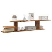 Scaffale TV Parete-Mensole a Muro Legno Antico 125x18x23 cm Legno Multistrato