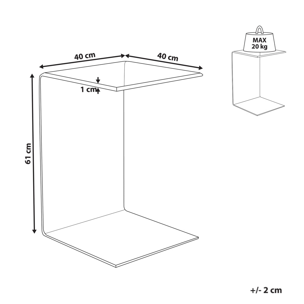 Tavolino in Vetro trasparente nero 40 x 40 cm in stile minimalista soggiorno cucina