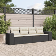 Salotto da Giardino-Set Divani da Giardino 4 pz con Cuscini Nero in Polyrattan 391370