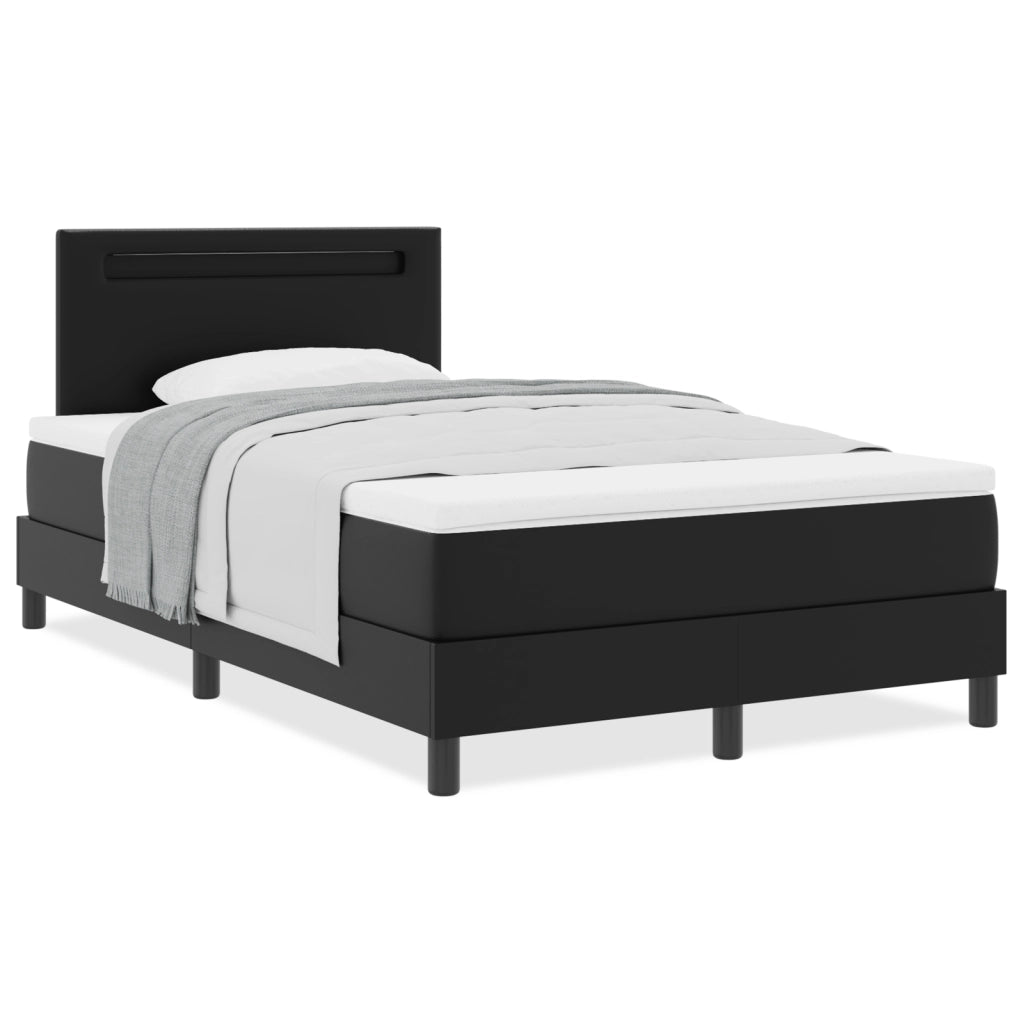 Letto a Molle  con Materasso Nero Matrimoniale Piccolo in Ecopelle