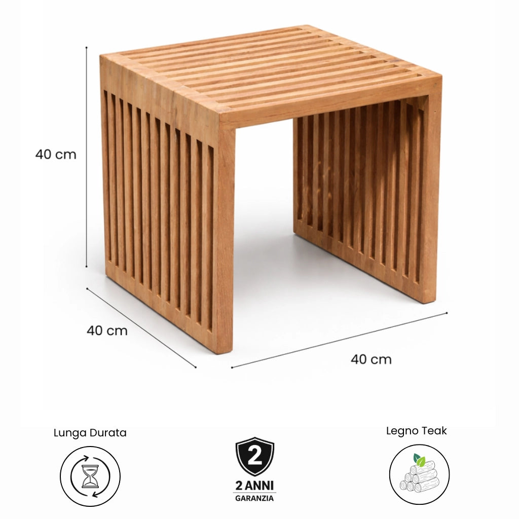 Tavolino da Esterno in Teak Massello Design a Listelli – Malmo