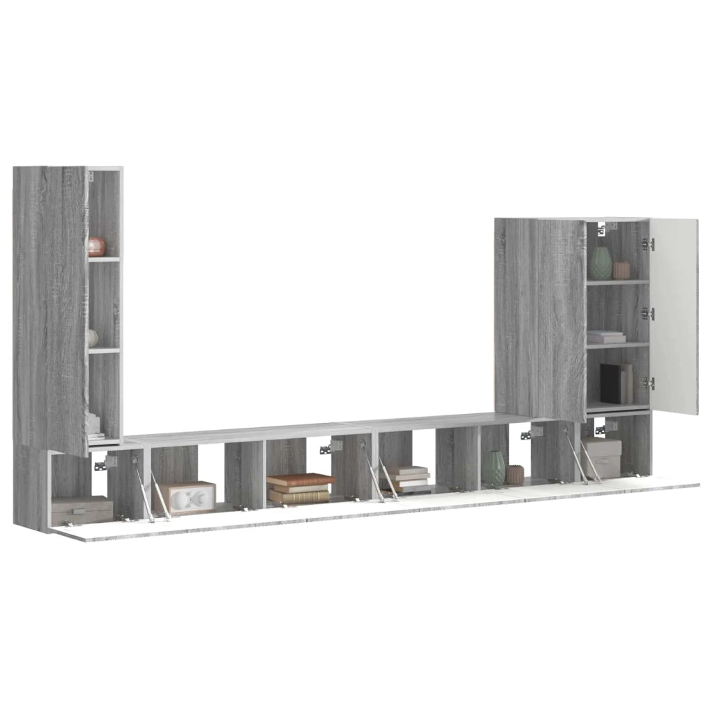 Set di Mobiletto da TV a Parete 6 pcs Grigio Sonoma