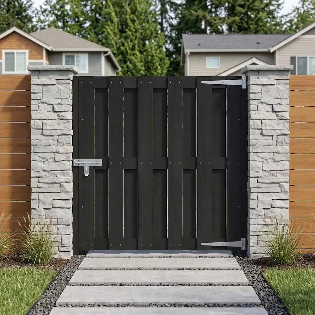 Cancello da giardino 100 x 100 cm WPC e Alluminio Nero 42039043