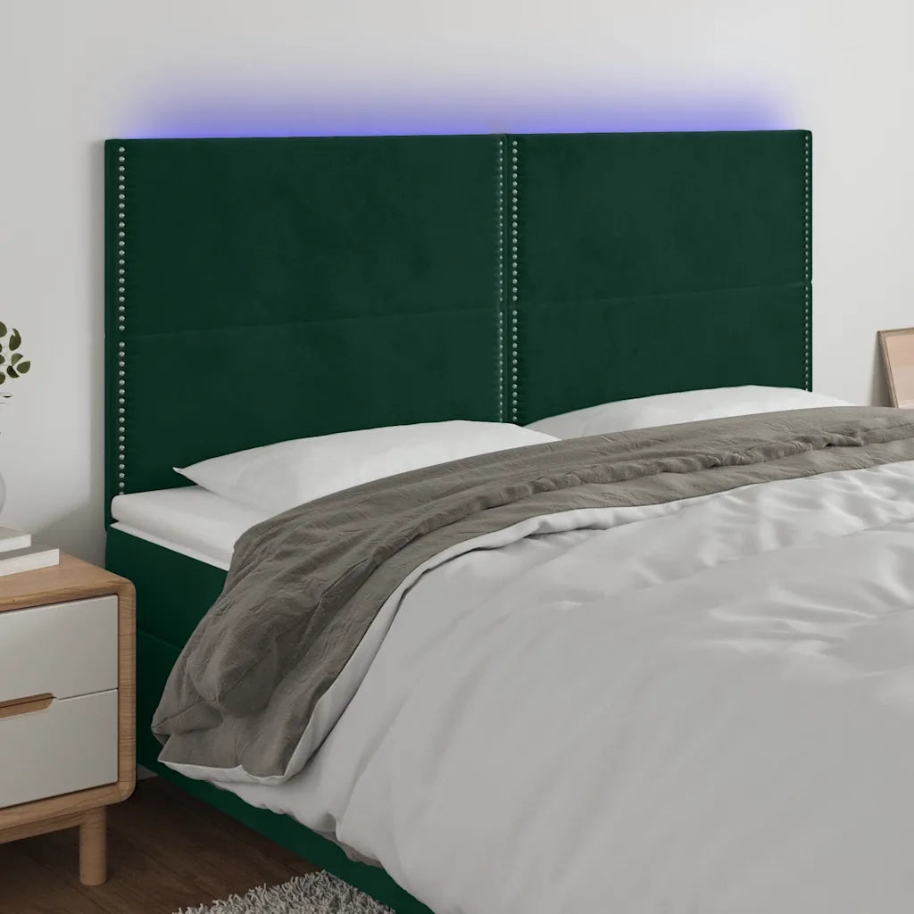 Testiera a LED Verde Scuro 180x5x118/128cm in Vellutocod mxl 73803