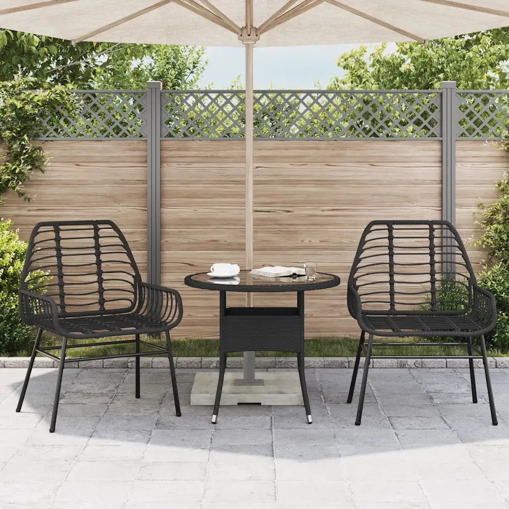 Sedie da Giardino Set 2 pz | Sedie da Esterno Polyrattan Nero