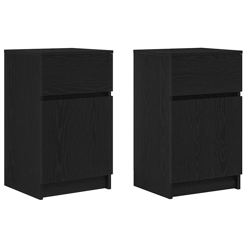 Comodini 2pz Neri 39x35x65 cm in Legno Multistrato 861322