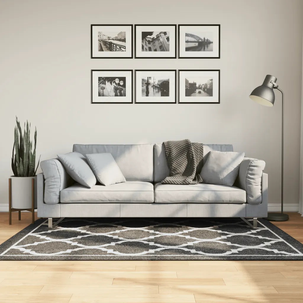 Tappeto Lavabile Nero e Bianco 120x180 cm 136605