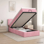 Letto Ottomano con Materasso e LED Rosa 80 x 200 cm Velluto 3458198