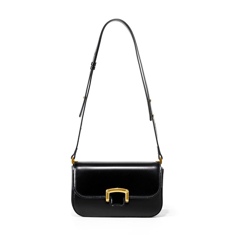 Borsa a tracolla da donna in vera pelle nera