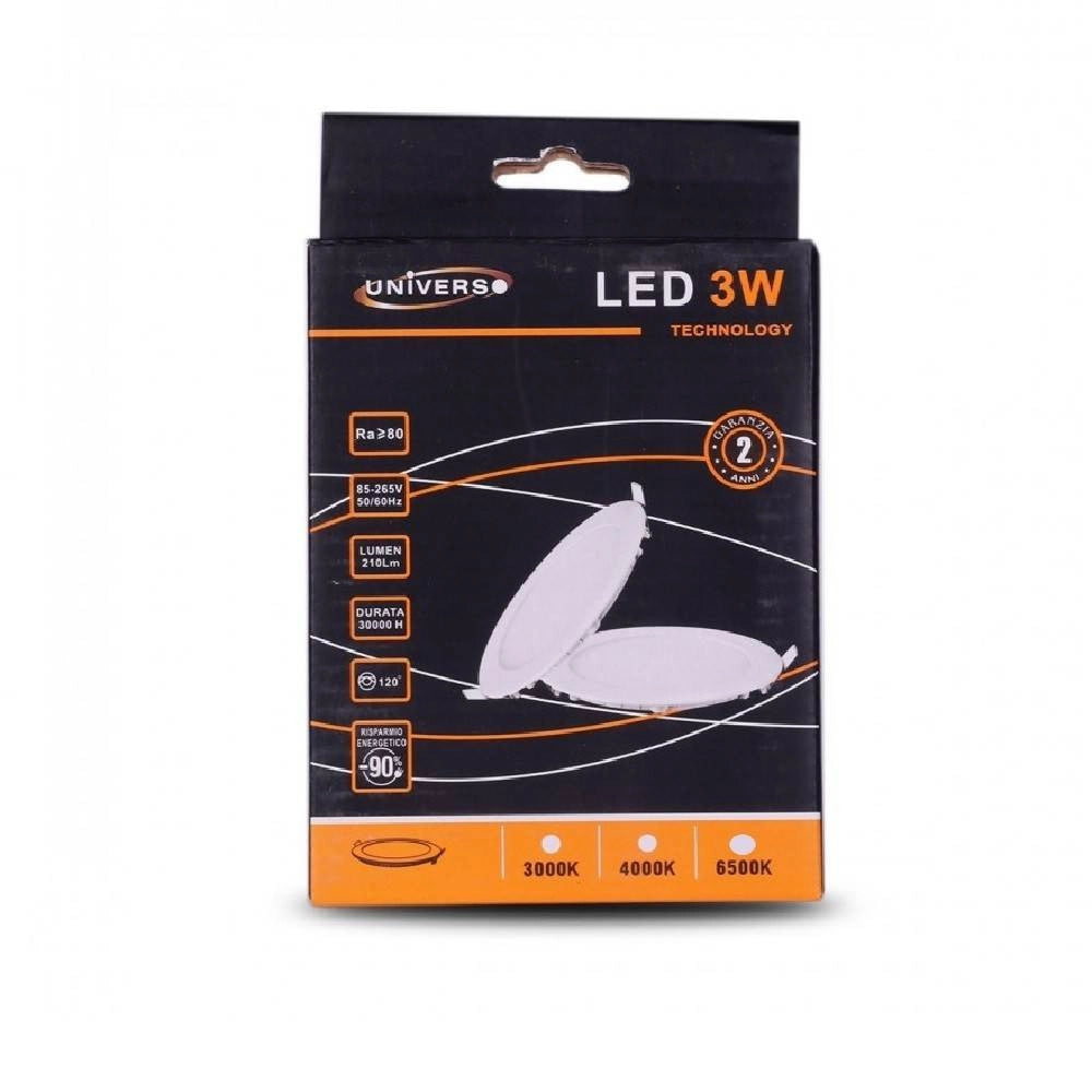 Trade Shop - Pannello Led Slim 3w Incasso Rotondo In Pvc Bianco Caldo Freddo Naturale P73at - -bianco Freddo      -