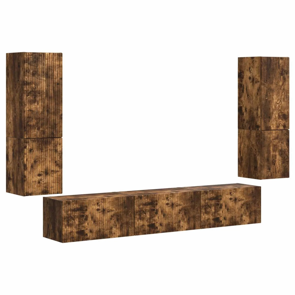 Set mobile TV 4 pcs Rovere fumé Legno multistrato