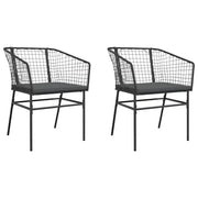 Sedie da Giardino con Cuscini 2 pz | Sedie da Esterno Nere in Polyrattan