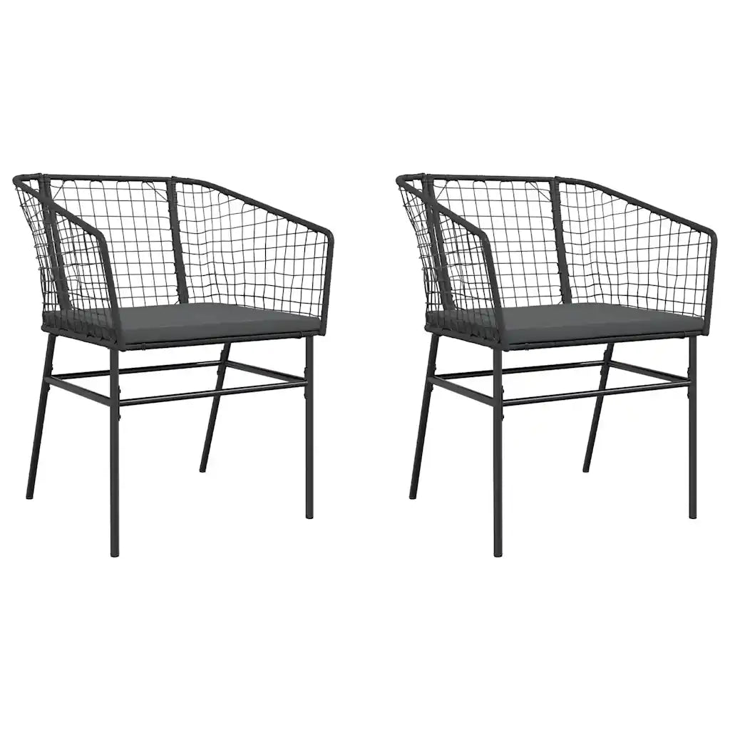 Sedie da Giardino con Cuscini 2 pz | Sedie da Esterno Nere in Polyrattan