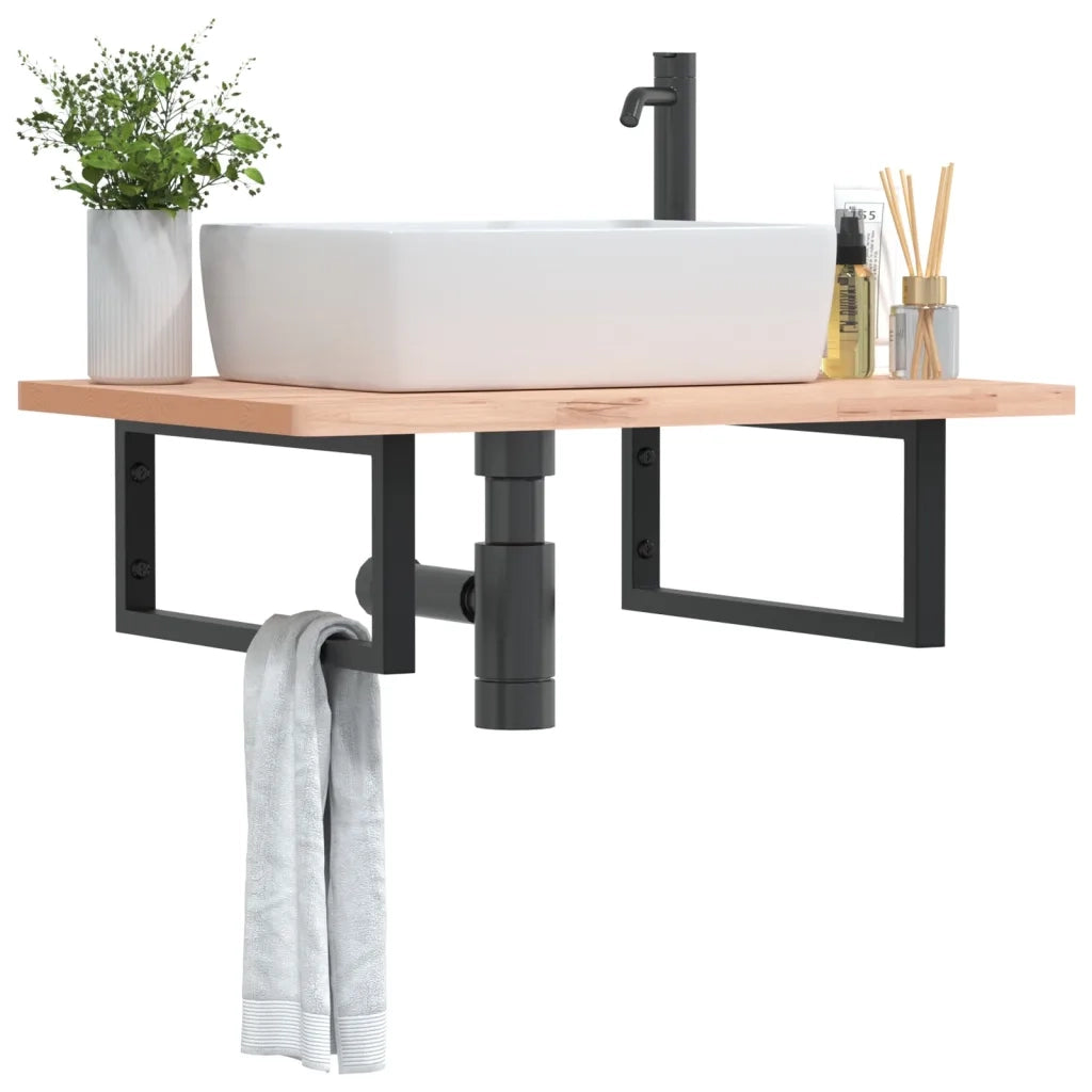 Reggimensole per Lavabo 2 pz Nere Rettangolari in Acciaio 4007273
