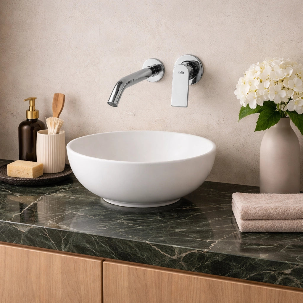 Rubinetto Lavabo Incasso Cromato a Parete Miscelatore 2 Fori 94006