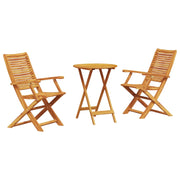 Set Bistro Pieghevole 3 pz | Set Salotto da Giardino Marrone Legno di Acacia Massello