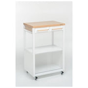 Foppapedretti 9900339530 Carrello da Cucina con Vano Porta Microonde e Tagliere Estraibile colore Bianco Naturale