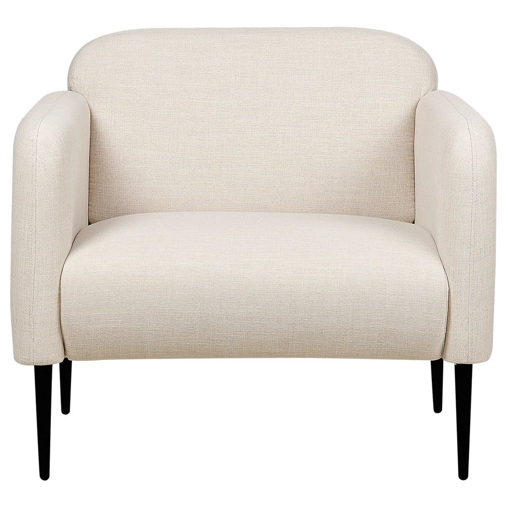 Poltrona in tessuto di lino beige chiaro e nero Gambe in metallo  Sedia imbottita Morbido stile retrò Art Decor Soggiorno