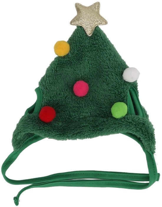 Cappello per Animali domestici in Plush - Tema Natalizio - Modellabile - Abbigliamento Festivo per Animali - Cintura Elastica - Disegno di Cappello per Animali