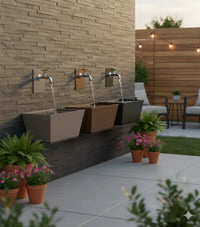 Fontana a Parete da Giardino con Rubinetto e Vasca Belfer 42/PRQ Ruggine